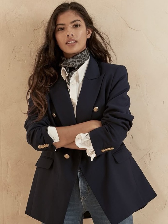 Banana Republic Jackets & Blazers - Banana Republic Navy Gold Wool Blend Captains Blazer Coastal Nautical Preppy 4 T